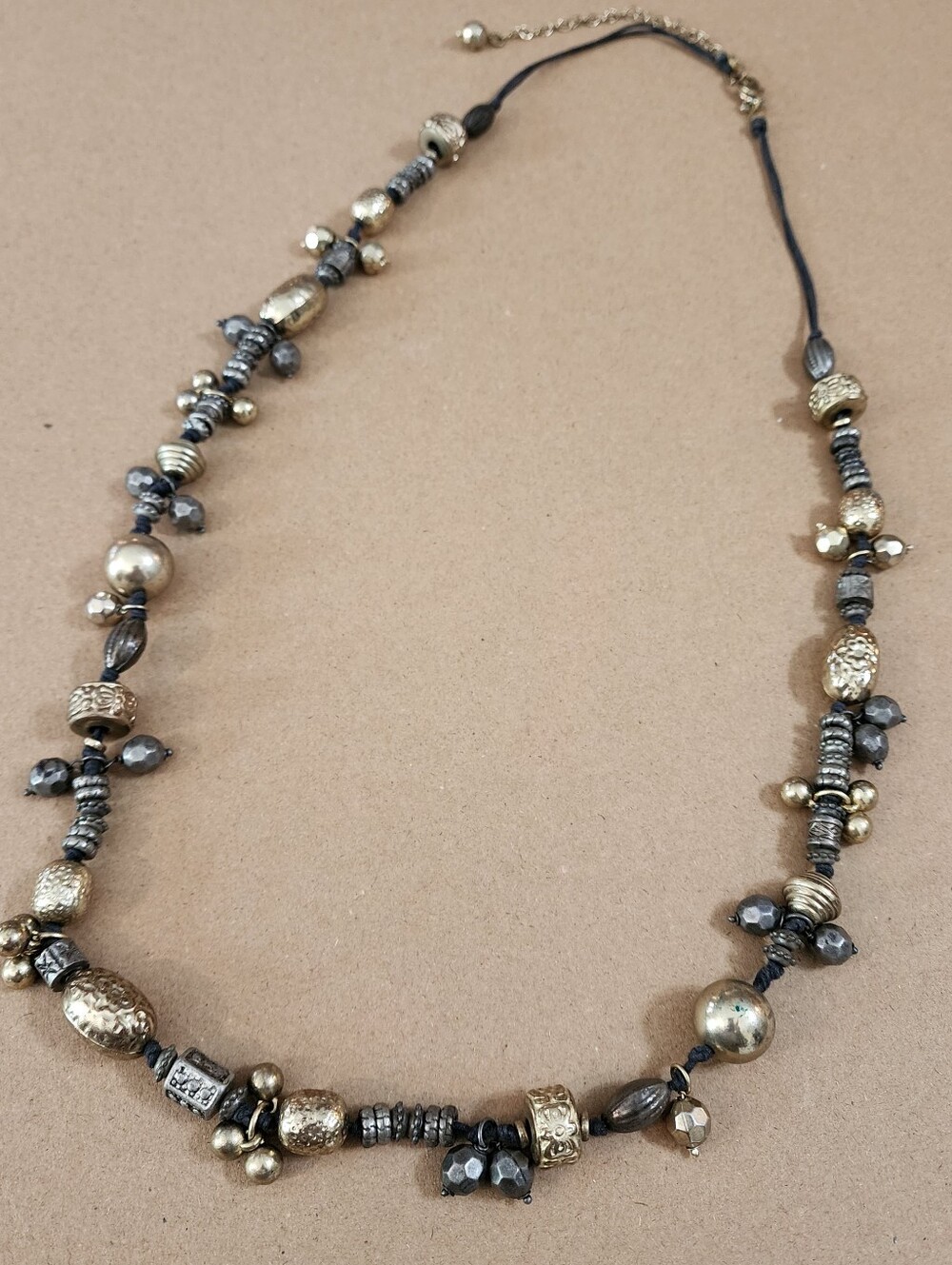 CHICO'S Long Beaded Chunky Necklace Gold & Silver Tone Beads 38” + Vintage